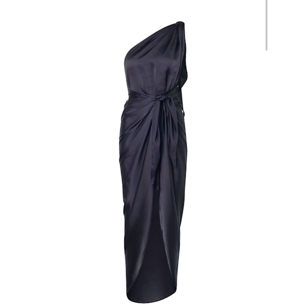 baobab marea one-shoulder draped dress black